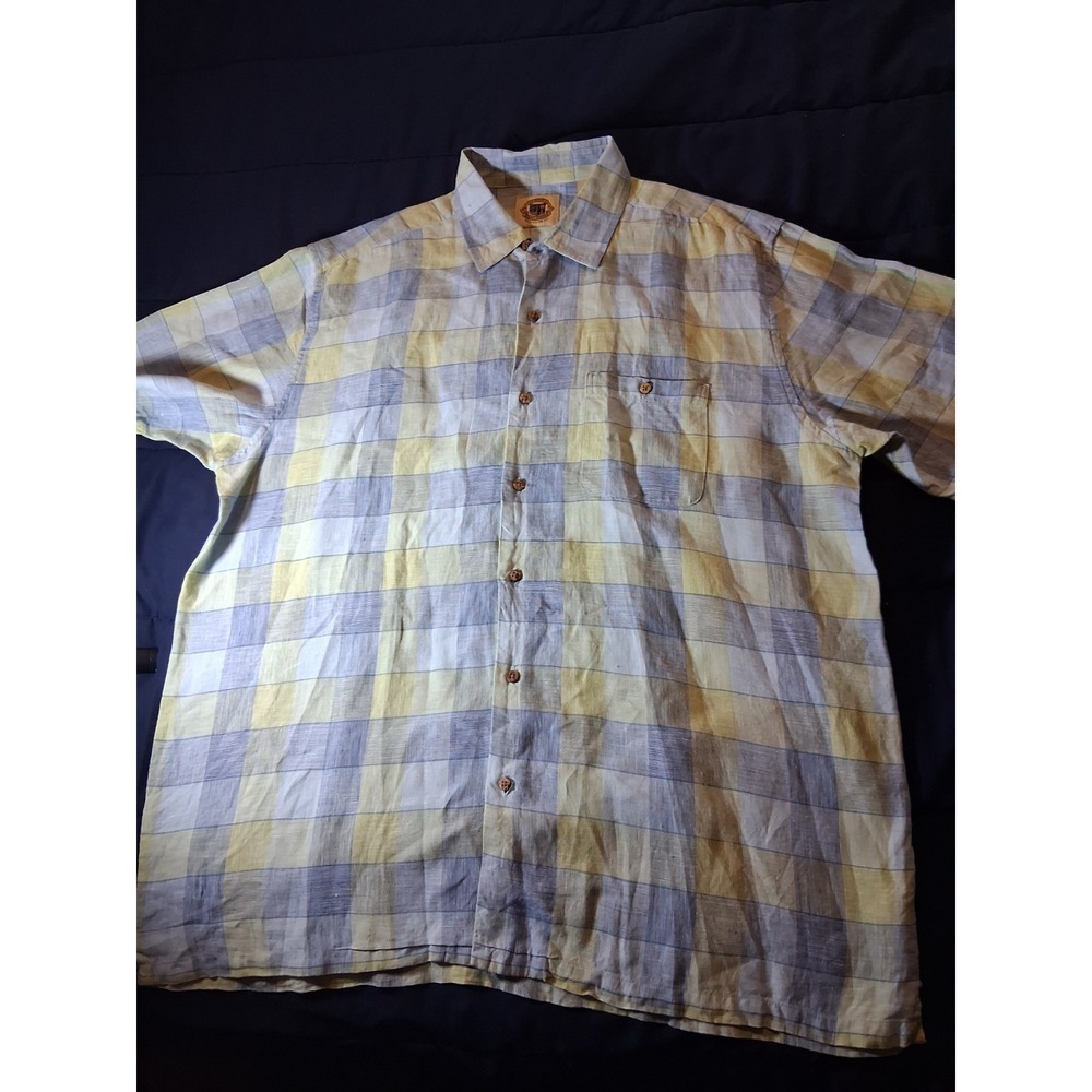Pusser's Island‎ Reserve XL Camp Shirt 100% Linen Men's Short Sleeve Hawaiian